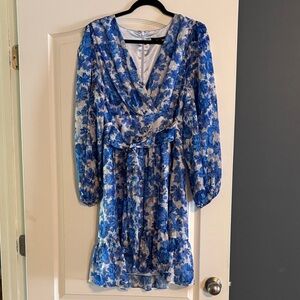 Alex Marie Blue Floral Long Sleeve Dress